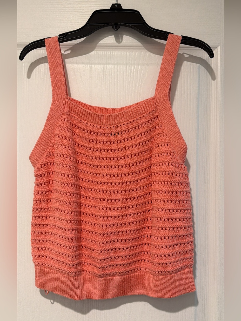 Sleeveless Crochet Knit Tank Top - Coral